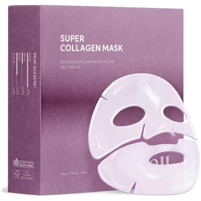 AROCELL OFFICIAL AROCELL SUPER COLLAGEN MASK 8 FACIAL SHEET 5,000,000PPB OVERNIGHT DUAL MATRIX HYDROGEL MASKS WITH LOW MOLECULAR WEIGHT COLLAGEN FOR ELASTICITY HYDRATING ANTI-AGING COOLING KOREAN SKINCARE, 43G X 8EA - Image 1